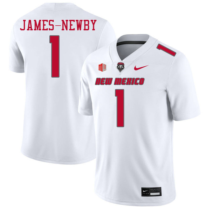 New Mexico Lobos #1 Keyshawn James-Newby College Football Jerseys,Uniforms-White